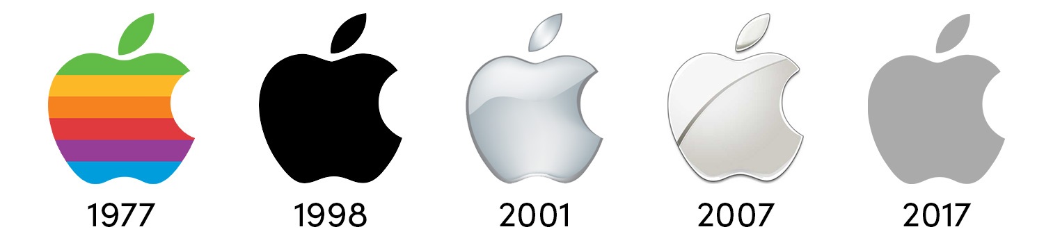 The Apple logo changes from 1977 to 2017