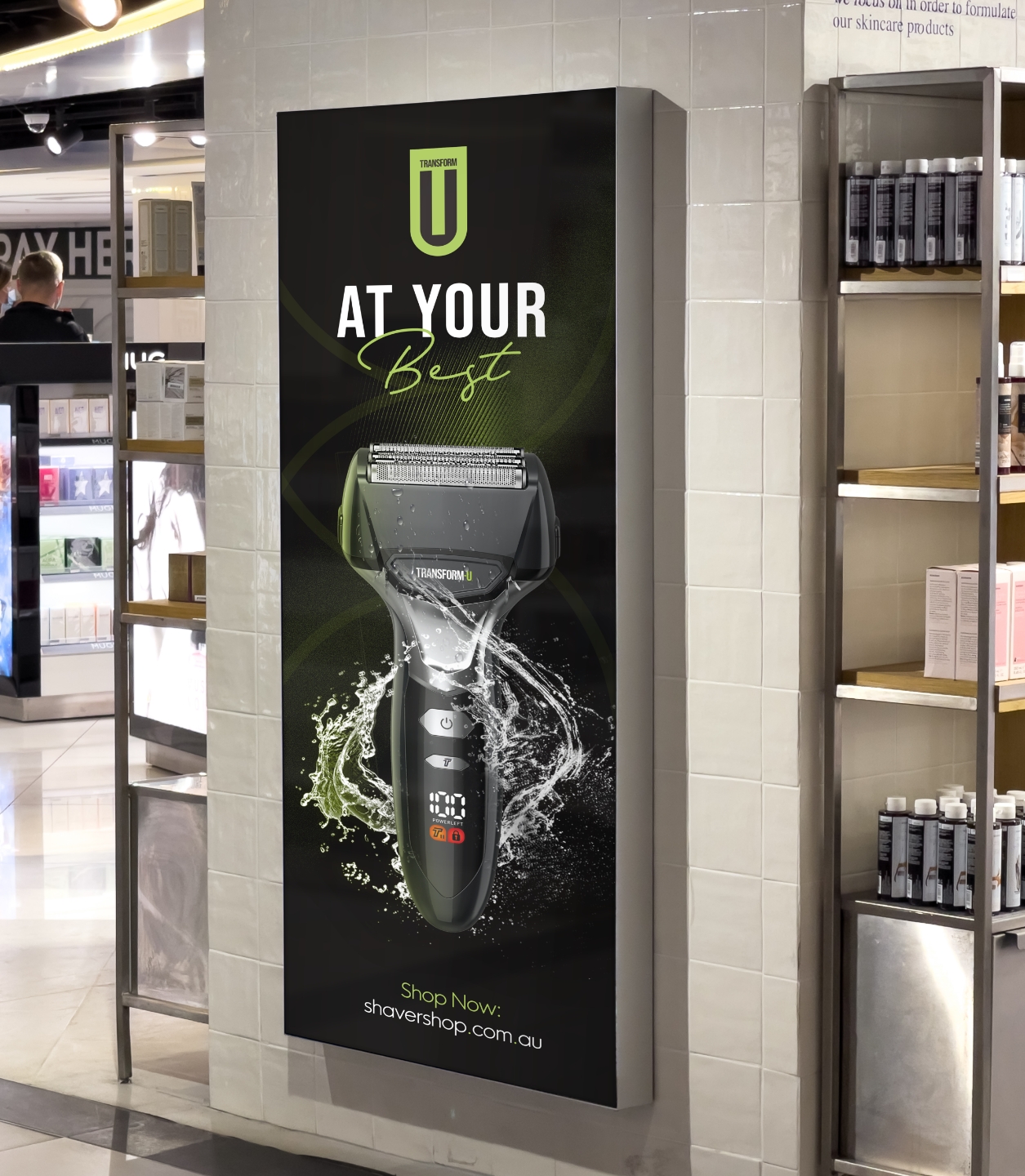 Red kite design work shavershop mall lightbox ad