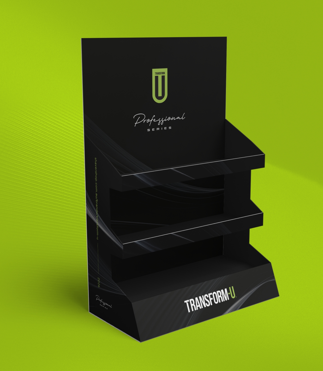 Red kite design work shavershop product display case 1