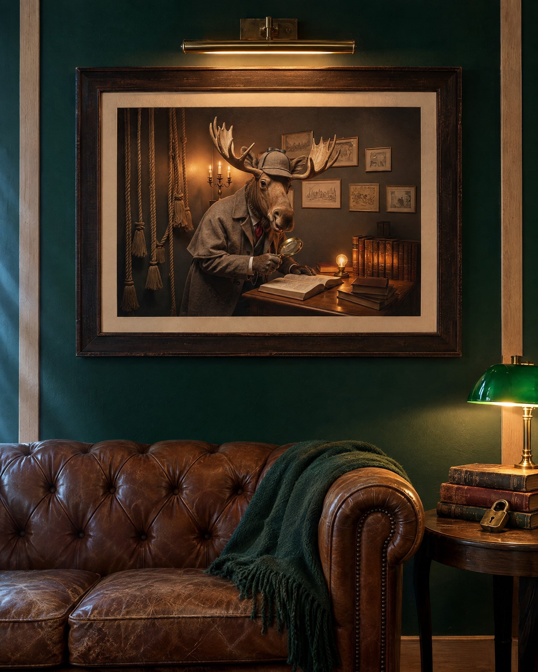 Vamoose Escape Rooms Detective Moose Painting In Lounge Mockup