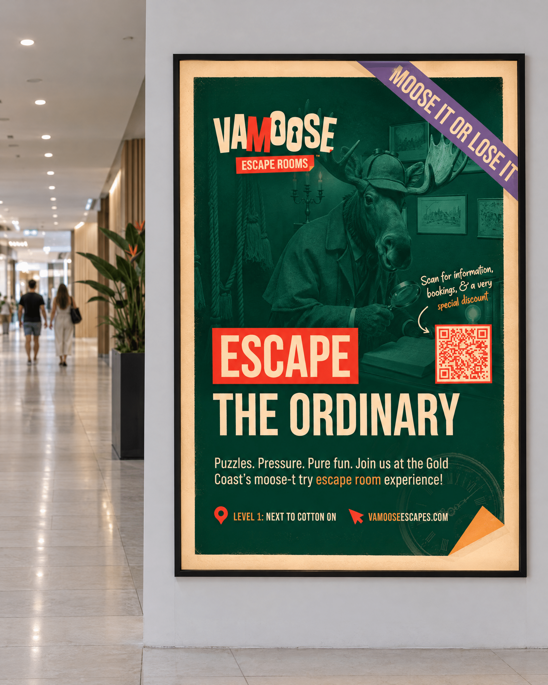 Vamoose Escape Rooms Escape The Ordinary Hallway Poster Mockup