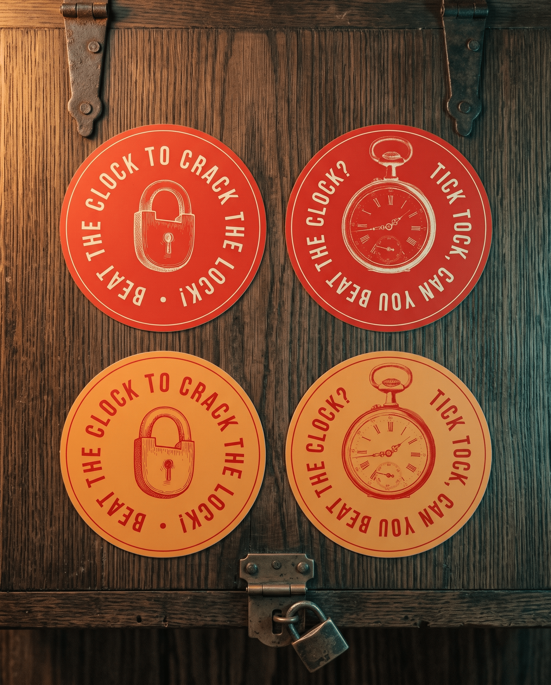 Vamoose Escape Rooms Stickers Overhead Mockup