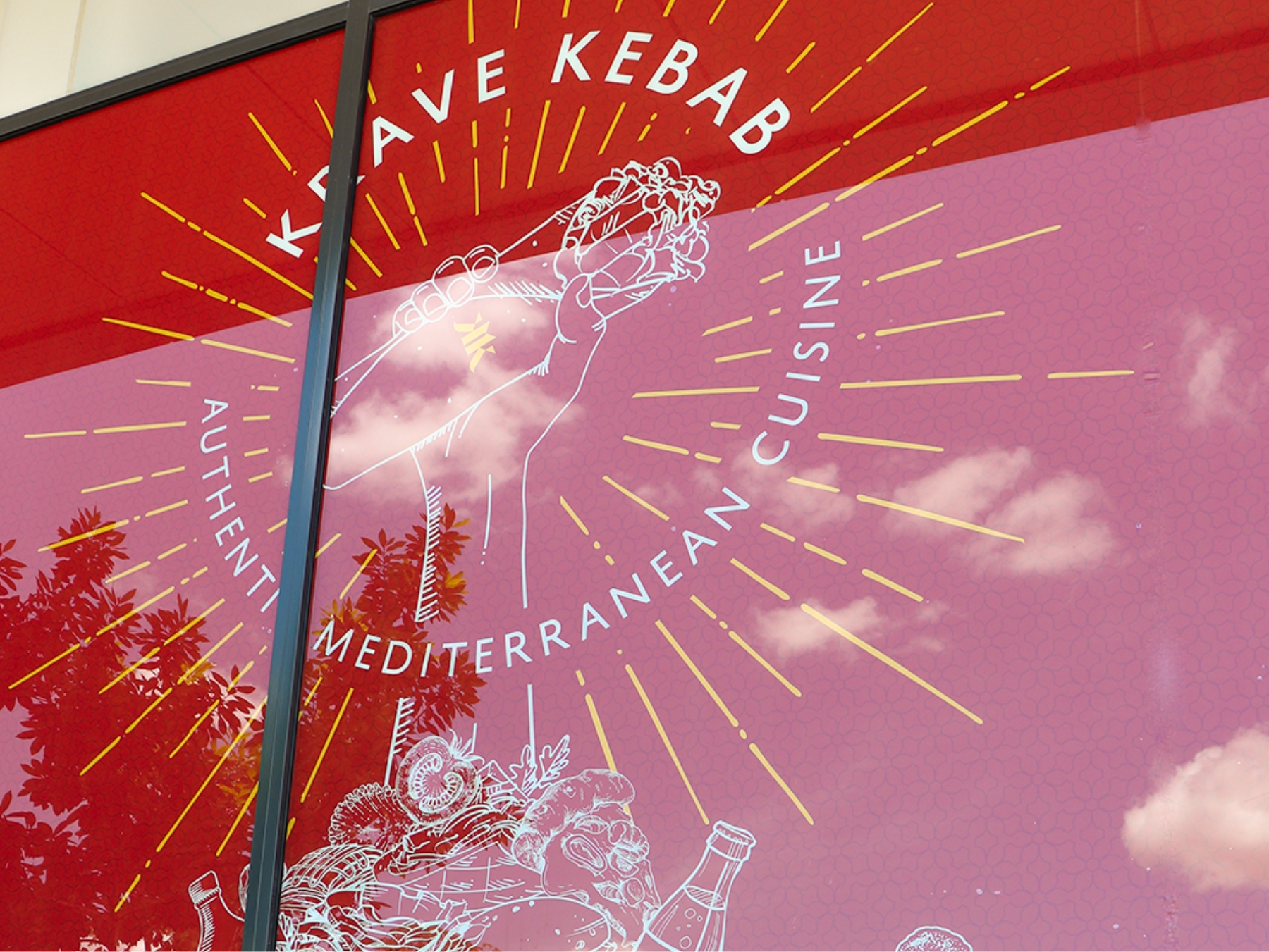 Krave Kebab Glass Window Banner Design