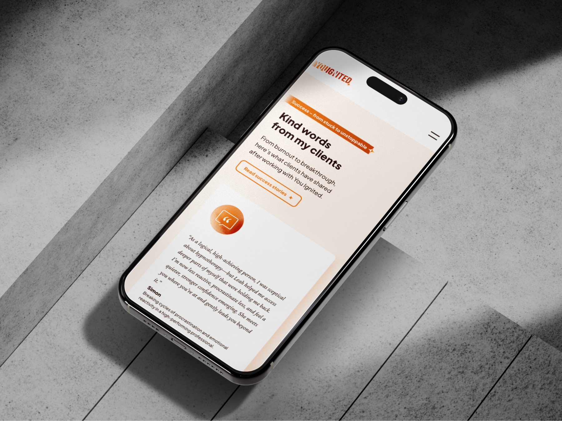 You Ignited Mobile Web Screen